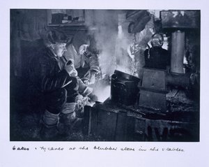 Oates et Meares au poêle à graisse dans les écuries, de 